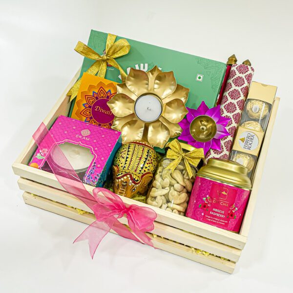 Radiant Diwali Gift Box With Premium scented Candle, Handcrafted elephant large, Ferrero Rocher Chocolates And More Festive Treasures - Image 2