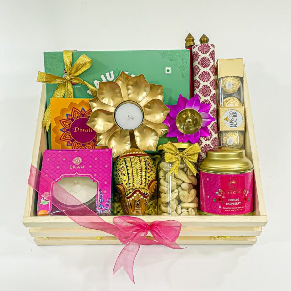 Radiant Diwali Gift Box With Premium scented Candle, Handcrafted elephant large, Ferrero Rocher Chocolates And More Festive Treasures - Image 3