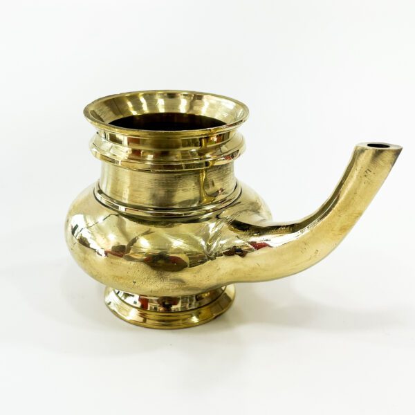 Traditional brass Kindi vessel (water dispenser): H 2.75 x W 4 x L 3 inches - Image 3