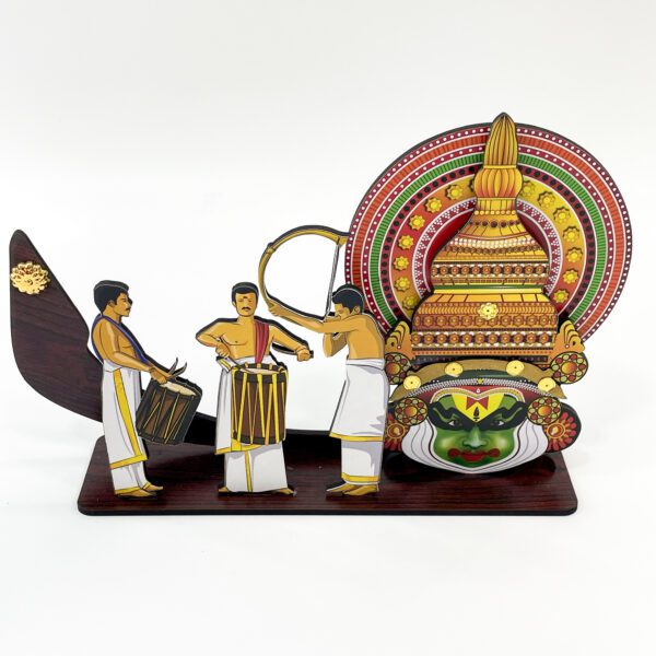 Kerala festive Vadhyamelam with boat Kathakali (H 8.5 x W 13.5 x L 2.75) - Image 2