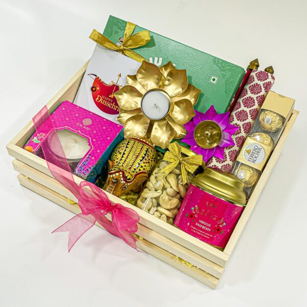 Sweet Gift Boxes with Dussehra Gift Items With Premium scented Candle, Handcrafted elephant large, Ferrero Rocher Chocolates And More Festive Treasures - Image 2