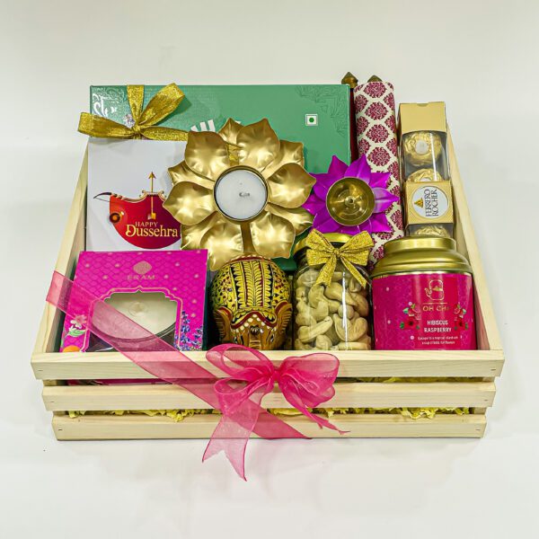 Sweet Gift Boxes with Dussehra Gift Items With Premium scented Candle, Handcrafted elephant large, Ferrero Rocher Chocolates And More Festive Treasures - Image 3