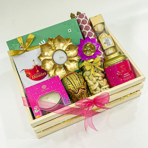 Sweet Gift Boxes with Dussehra Gift Items With Premium scented Candle, Handcrafted elephant large, Ferrero Rocher Chocolates And More Festive Treasures - Image 4