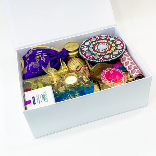 Celebrate Diwali with a Burst of Color and Joy with Our Colorful Gift Hamper - Sweets, Chocolates, Lamps, Diyas, and More - Image 4