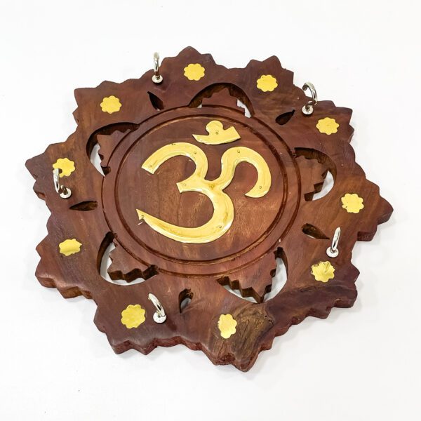 Handcrafted om chakra key holder for your walls (Large): H 0.5 x W 7.5 x L 7.5 inches - Image 2