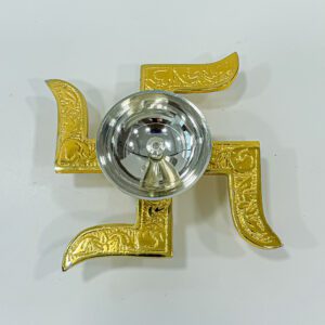 Golden brass puja lamp