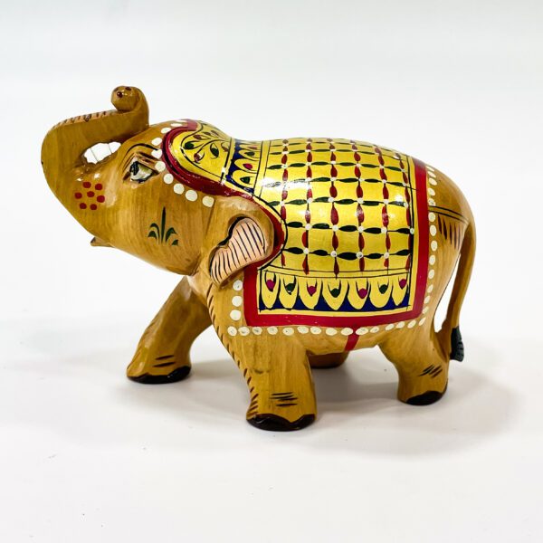 Handcrafted wooden elephant medium: H 3.5 x W 4.5 x L 2.5 inches - Image 2