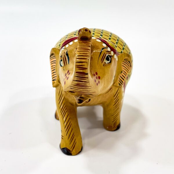 Handcrafted wooden elephant medium: H 3.5 x W 4.5 x L 2.5 inches - Image 3