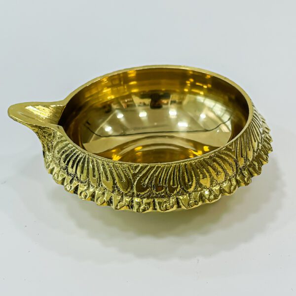 Enchanted Flames round brass diya (extra small): H 2.5 cm x W 7 cm - Image 2