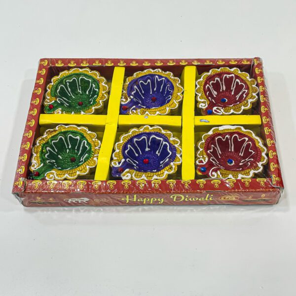 Brighten lightness over darkness with the Colorful Diya Set (H 1 x W 8.5 x L 5.75 inches). - Image 2