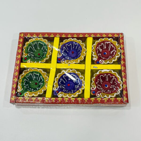 Brighten lightness over darkness with the Colorful Diya Set (H 1 x W 8.5 x L 5.75 inches). - Image 3