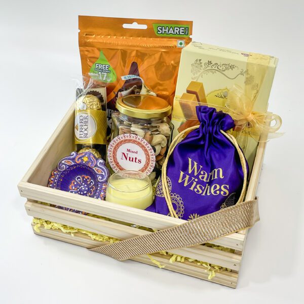 Love in a Box: Karwa Chauth Gift Box with Ferrero rocher, Mysore pak, Diyas and More - Image 2