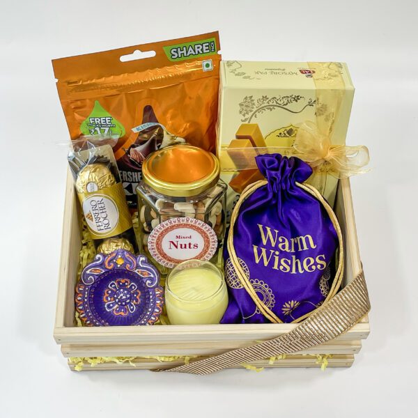 Love in a Box: Karwa Chauth Gift Box with Ferrero rocher, Mysore pak, Diyas and More - Image 4