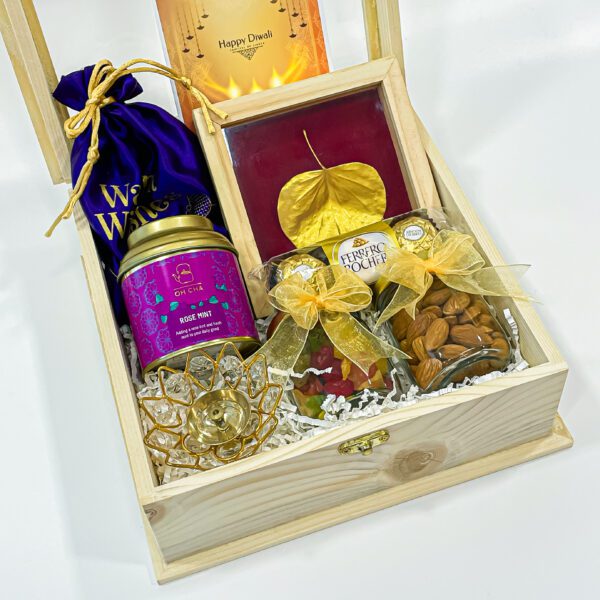 Karwa Chauth Special: Gift Box with Chocolates, Oh Cha Tea, Crystal Brass diya candle and More - Image 3