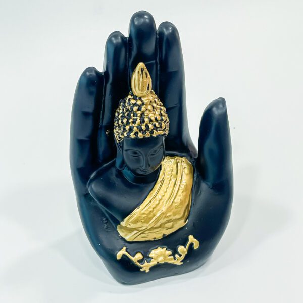 Peaceful sitting Buddha idol statue (black): L 2.25 x W 4 x H 6.25 inches - Image 2