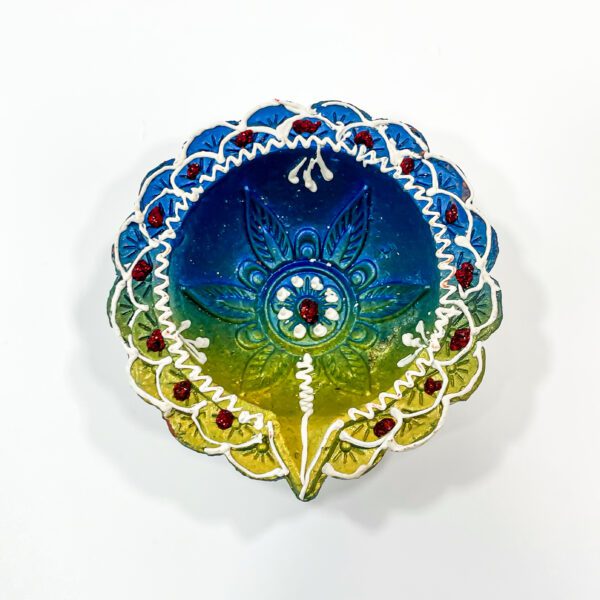 Let the light shine with a handmade, colorful diya for Diwali: L 3 x W 3 x H 1.25 - Image 2