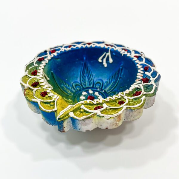 Let the light shine with a handmade, colorful diya for Diwali: L 3 x W 3 x H 1.25 - Image 3