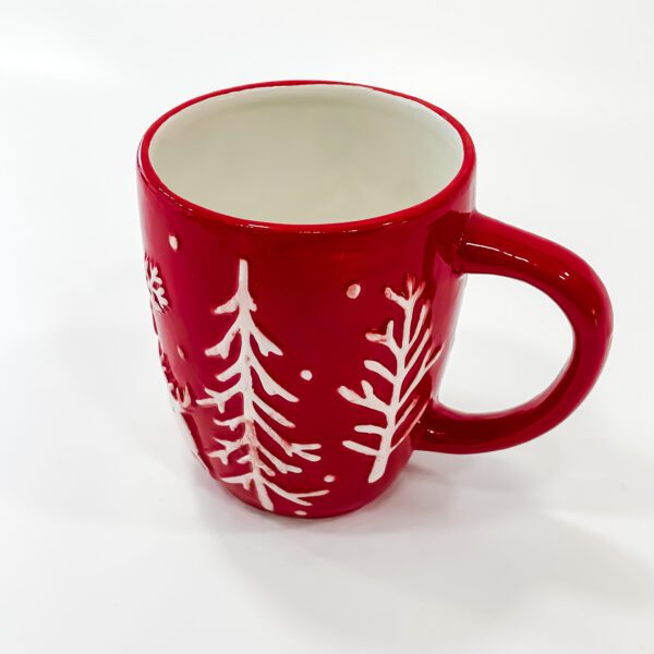 Enjoy Xmas in Joyful Sips with Red Ceramic Christmas Coffee Mug (3.5x3.5x4.5) - Image 2