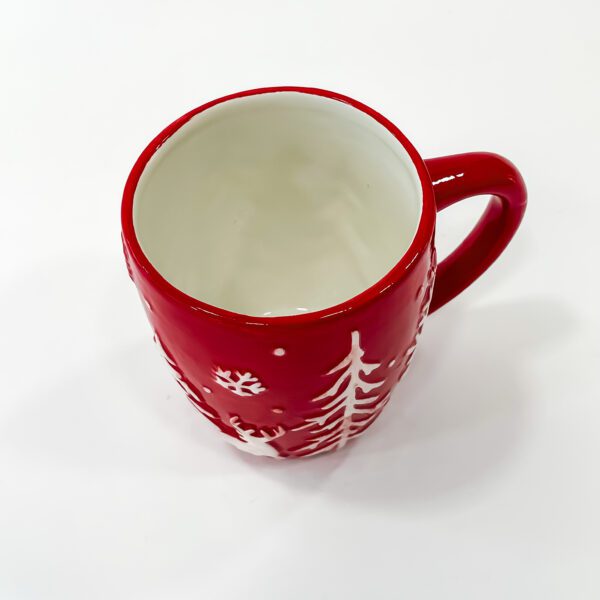 Enjoy Xmas in Joyful Sips with Red Ceramic Christmas Coffee Mug (3.5x3.5x4.5) - Image 3