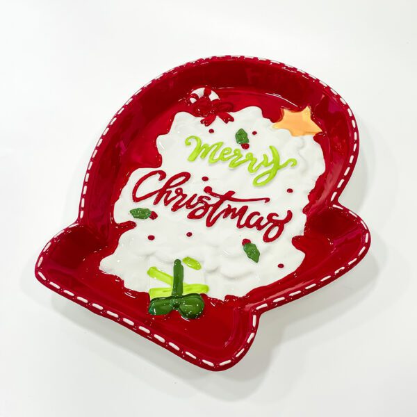 Festive Elegance Red Ceramic Christmas Plates for with Dimension: 7.5x9x1 - Image 3