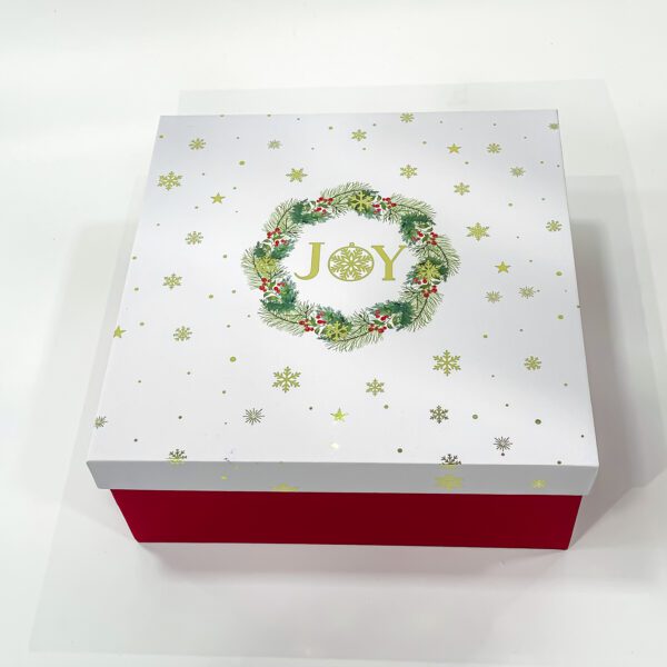 Christmas Empty Gift Boxes with Text Joy on Gold Foil Printed Smart Board Material Boxes 9x9x3.5 Inches - Image 3