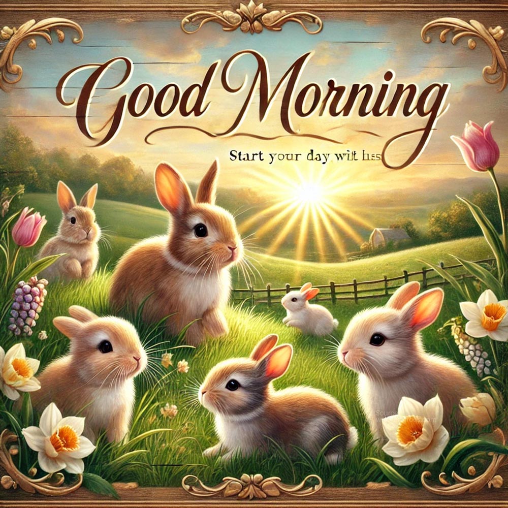 A charming good morning image featuring adorable rabbits India's Favourite Online Gift Shop