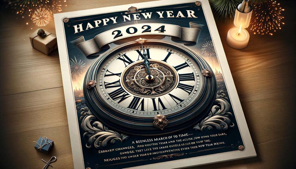 Happy new year clock board