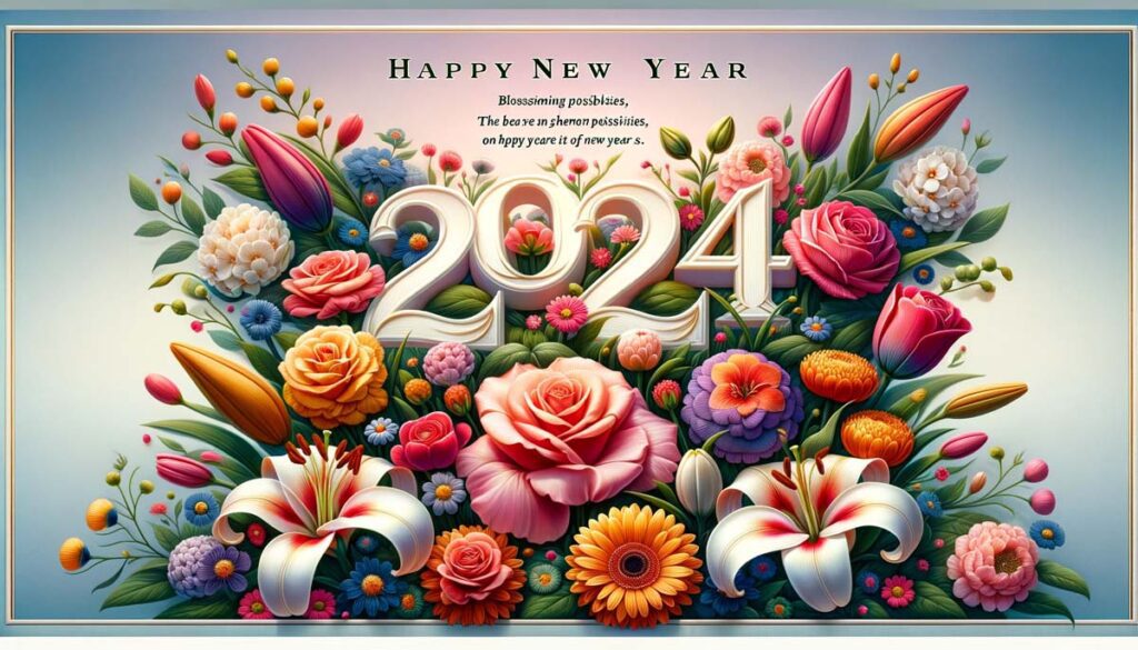 Happy new year flowers 2024