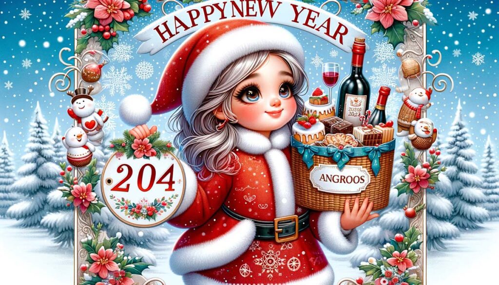 Happy new year santa girl