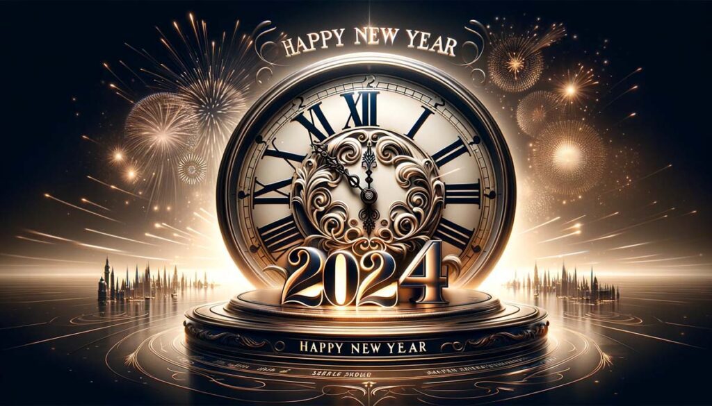 Happy new year stage clock