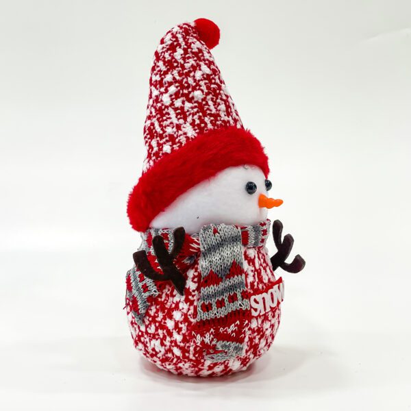 Cheerful Snowman Plush: Festive Red & White Tree Ornament (4x3.5x10) - Image 3