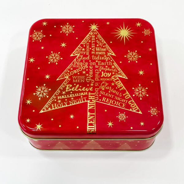 Joyful Holidays: Red Christmas Square Container (6.5x6.5x2.3) - Image 2