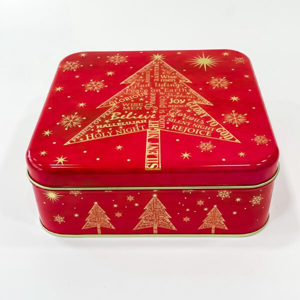 Joyful Holidays: Red Christmas Square Container (6.5x6.5x2.3) - Image 3