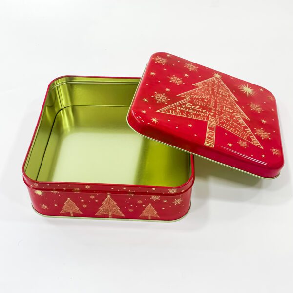 Joyful Holidays: Red Christmas Square Container (6.5x6.5x2.3) - Image 4