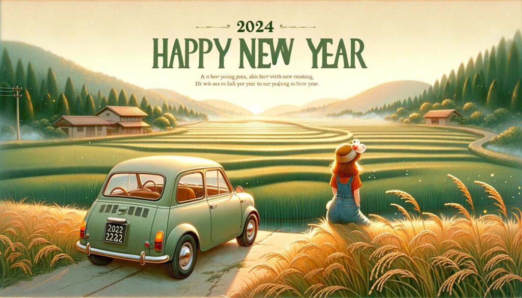 happy new Year Vintage Car