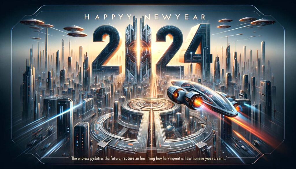 happy new Year futuristic