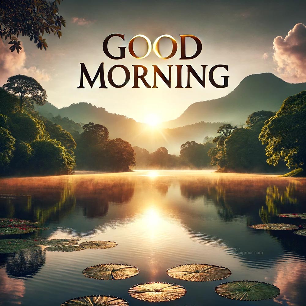 morning wish image featuring a serene lake at dawn India's Favourite Online Gift Shop