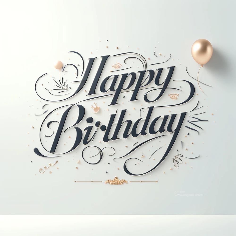 A minimalist and elegant image with the text 'Happy Birthday' in stylish, artistic lettering.