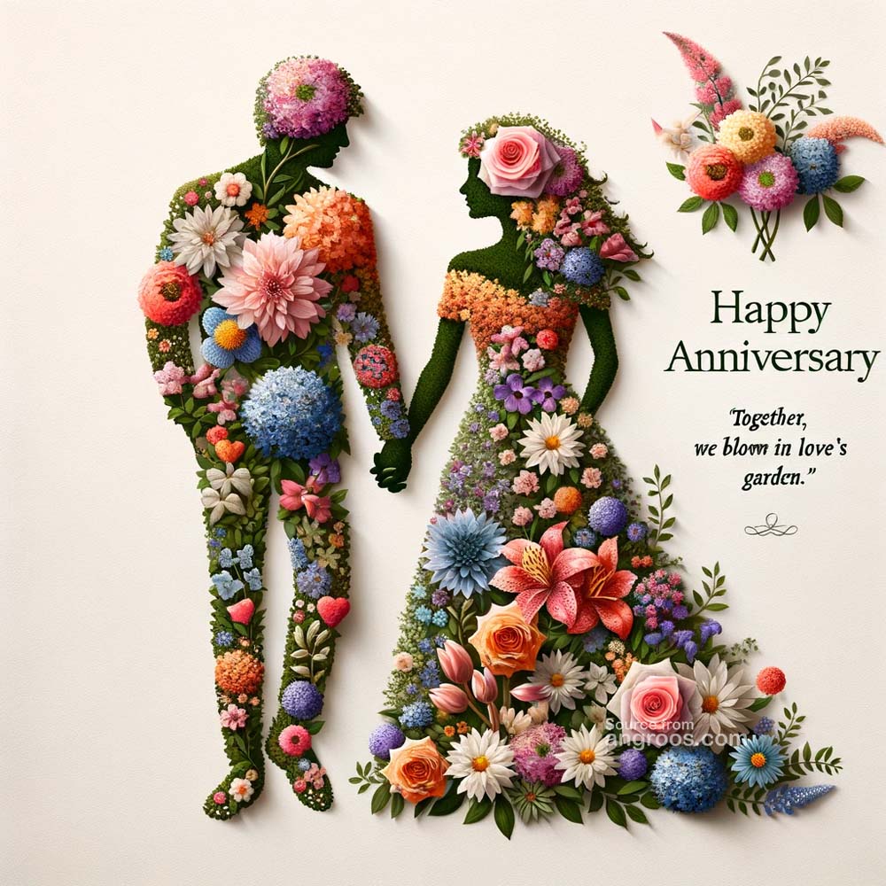 Happy Anniversary Flower made couple