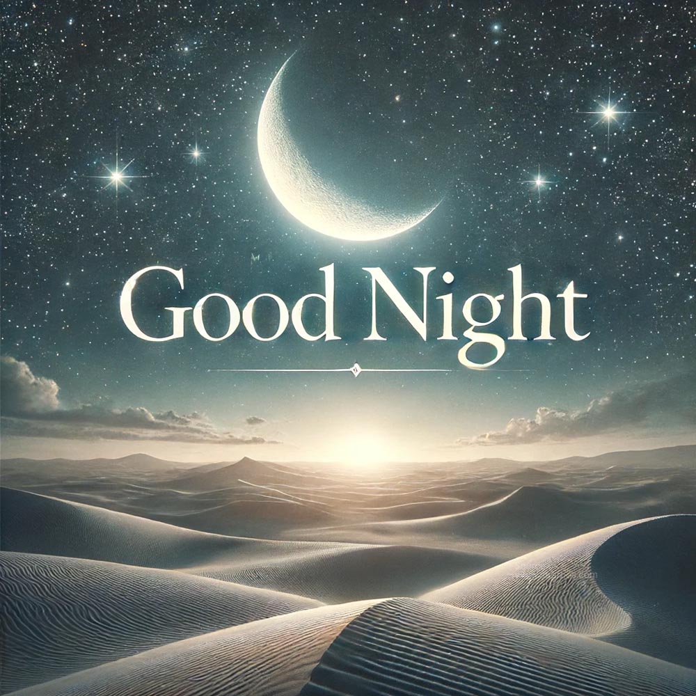 good night wish image featuring a tranquil desert landscape under a starry night sky India's Favourite Online Gift Shop