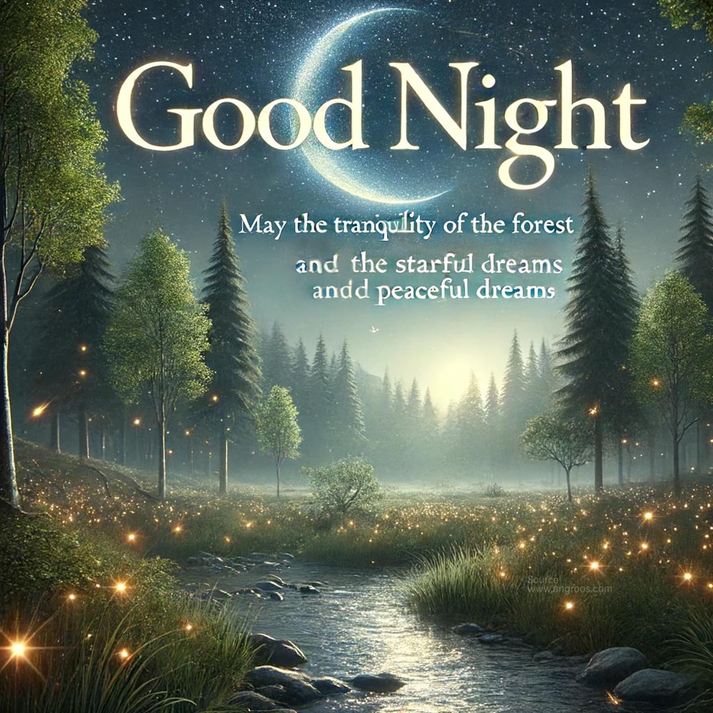 good night wish image featuring a tranquil forest glade under a starry night sky India's Favourite Online Gift Shop