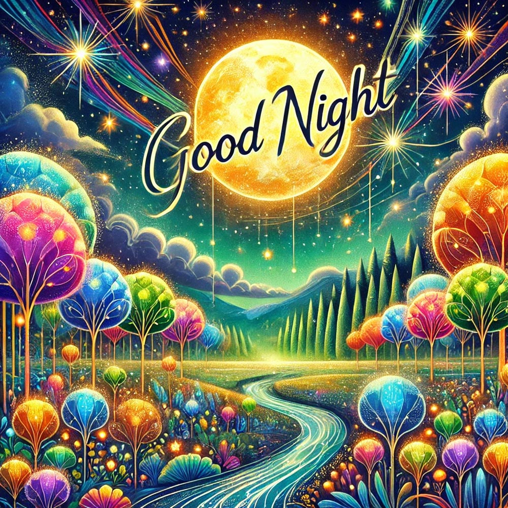 unique and colorful good night image featuring a whimsical night sky India's Favourite Online Gift Shop