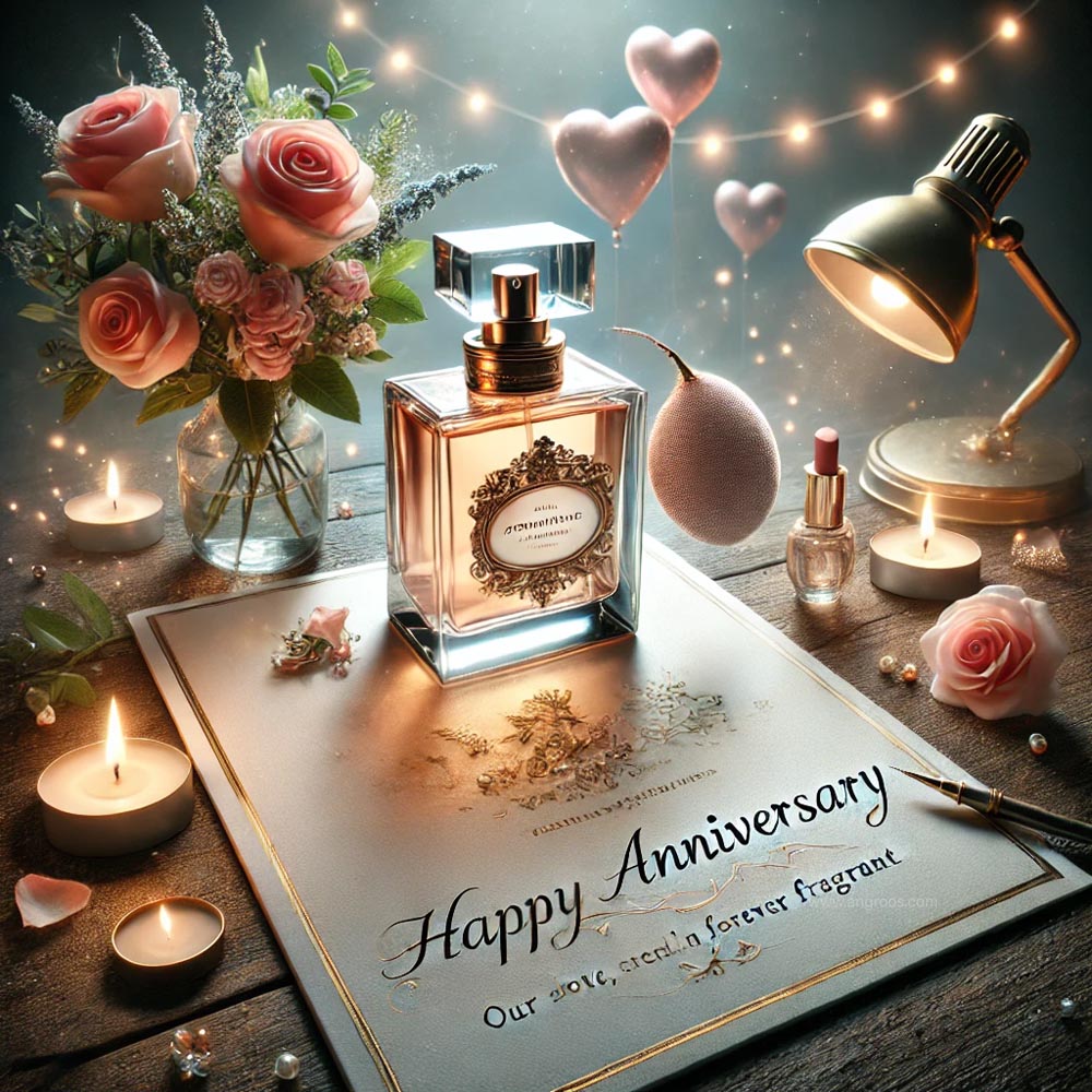 unique anniversary greeting card design featuring a couples perfume India's Favourite Online Gift Shop