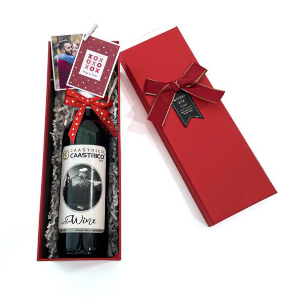 Beautifully wrapped romantic gestures for him with Caastrico golden wine and greetings - Image 2