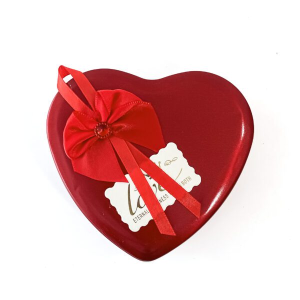 Captivating heart shape metal box with florona red rose and small teddy bear - Image 3