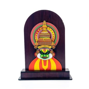 Vibrant artistry: Handcrafted kathakali Memento with a wooden stand (11 x 8.6 x 2.5 Inches)