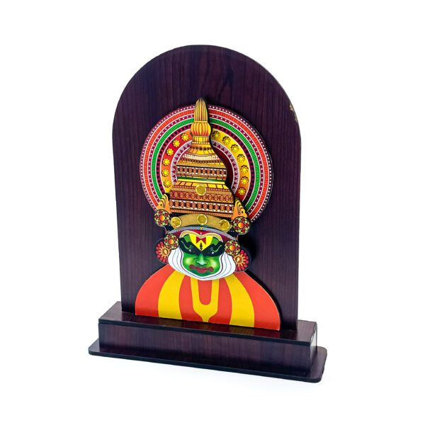 Vibrant artistry: Handcrafted kathakali Memento with a wooden stand (11 x 8.6 x 2.5 Inches) - Image 3