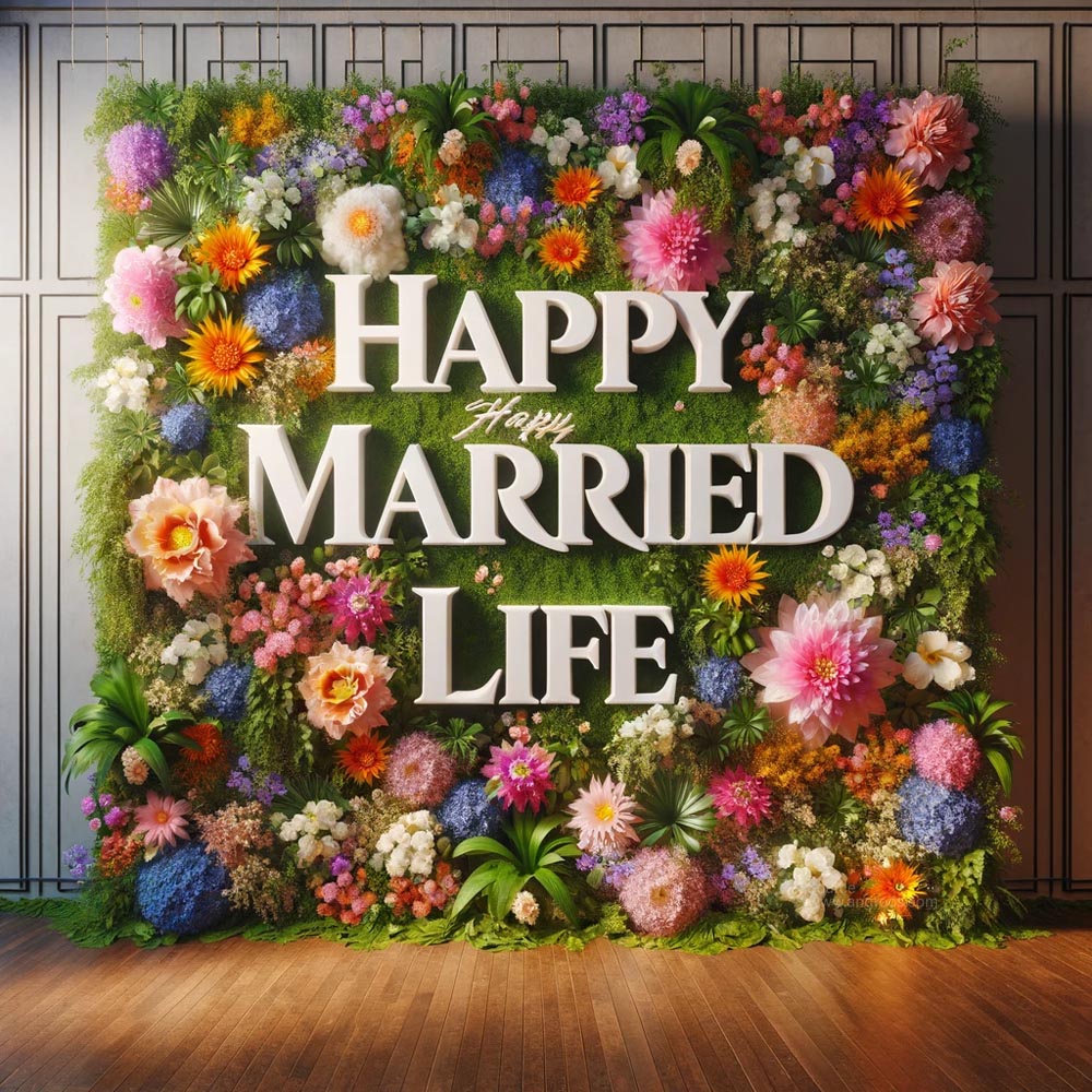 an ultra realistic image with the message Happy Married Life India's Favourite Online Gift Shop