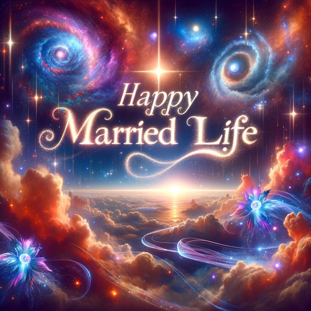 image with the message Happy Married Life displayed in large India's Favourite Online Gift Shop