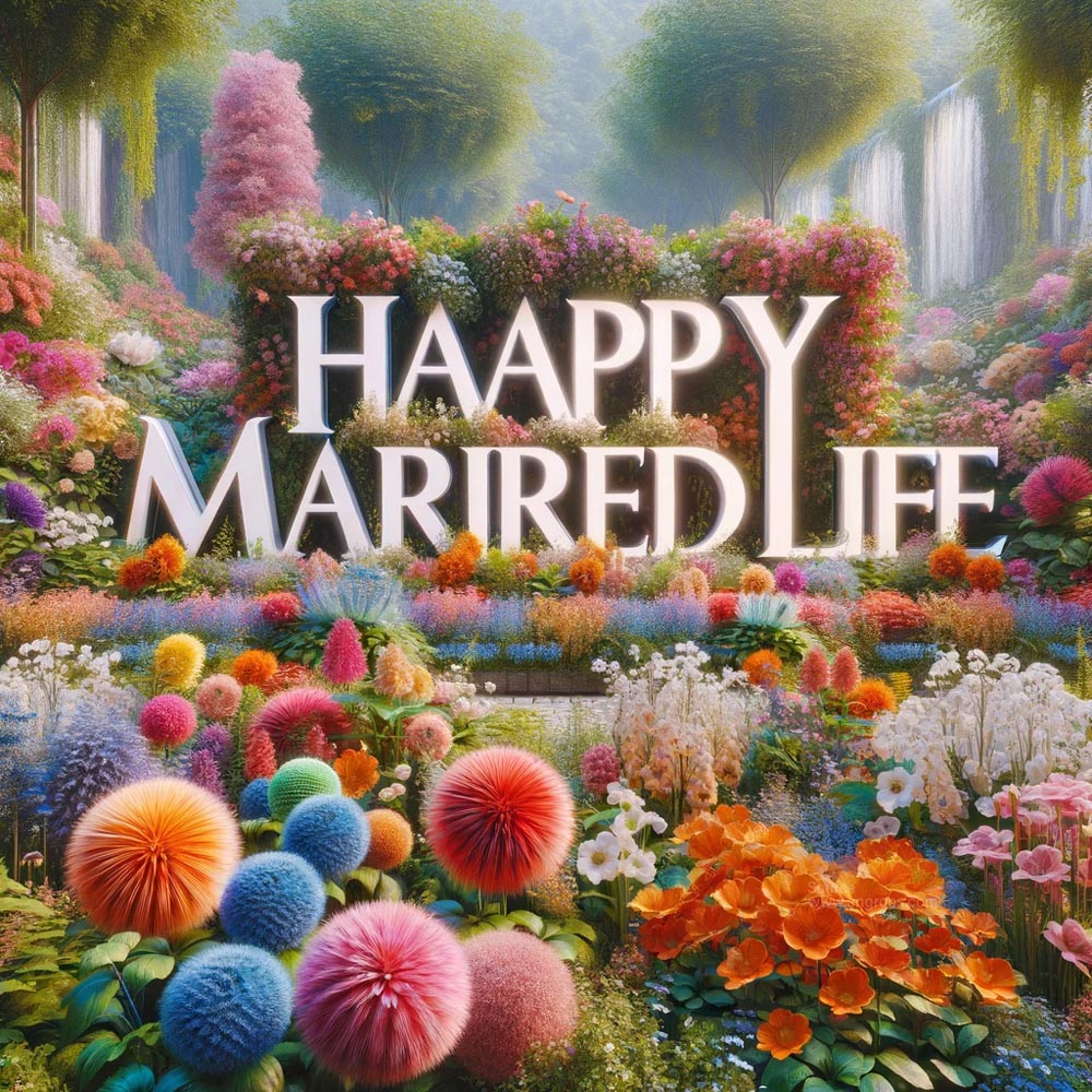 ultra realistic image with the message Happy Married Life 1 India's Favourite Online Gift Shop